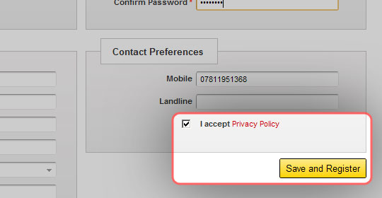 Help: accept Privacy Policy